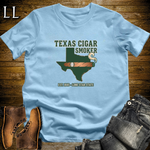 Texas Cigar Smoker T-Shirt Light Blue | Texas Cigar Lover Gift Tee