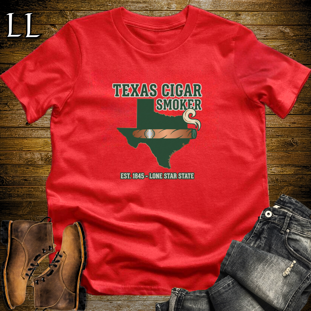 Texas Cigar Smoker T-Shirt Red | Texas Cigar Lover Gift Tee