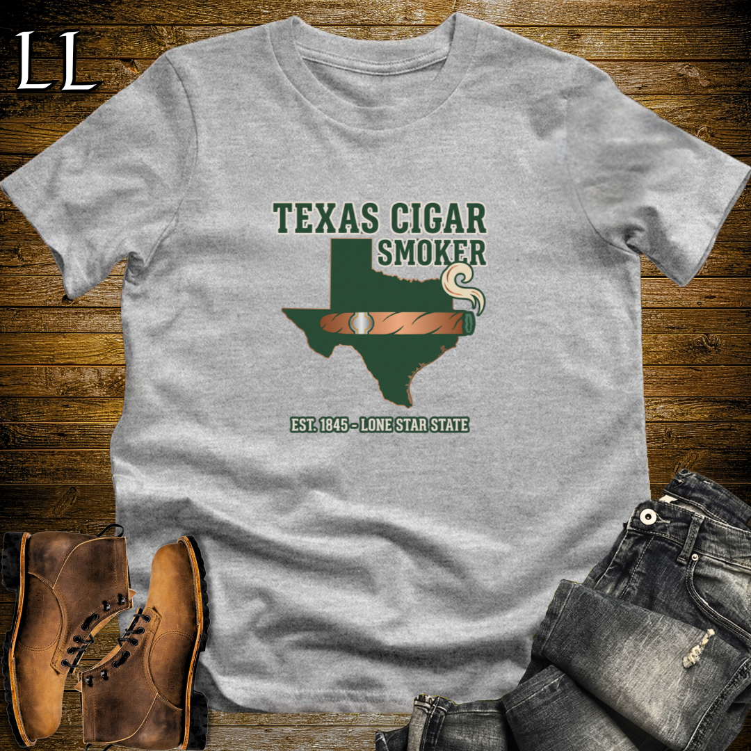 Texas Cigar Smoker T-Shirt Sport Grey | Texas Cigar Lover Gift Tee