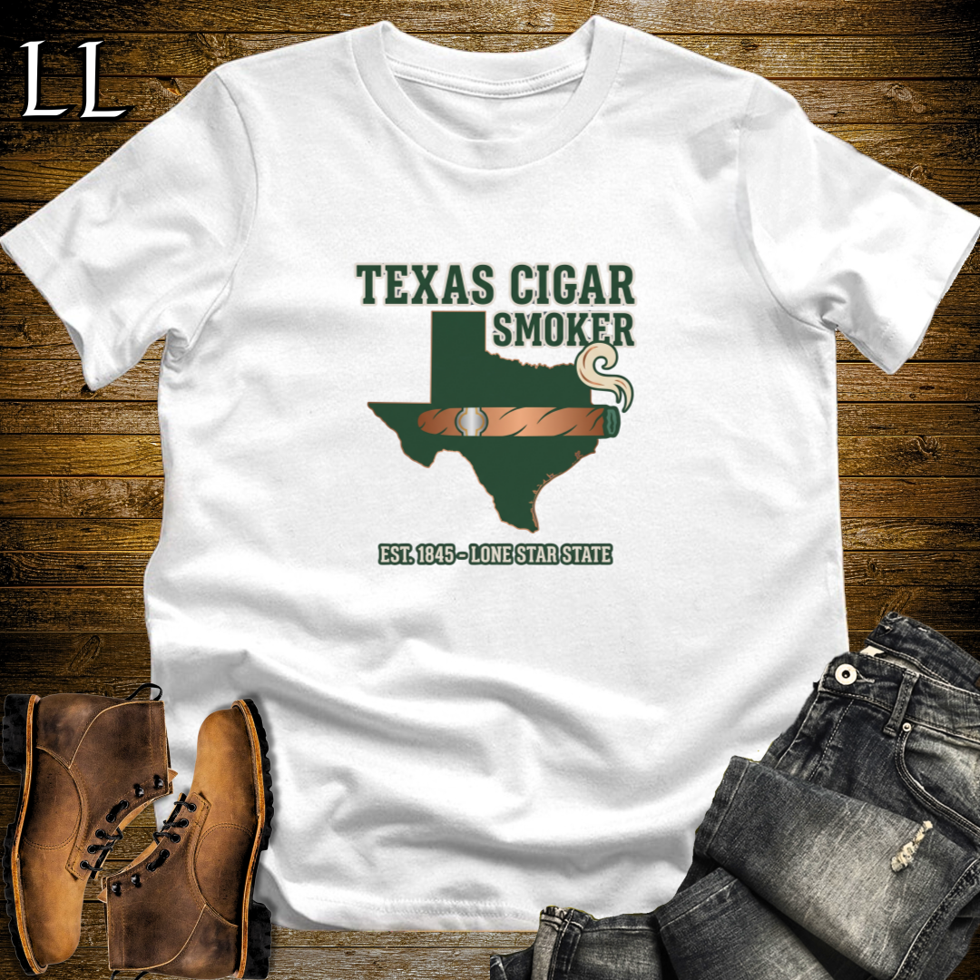 Texas Cigar Smoker T-Shirt White | Texas Cigar Lover Gift Tee