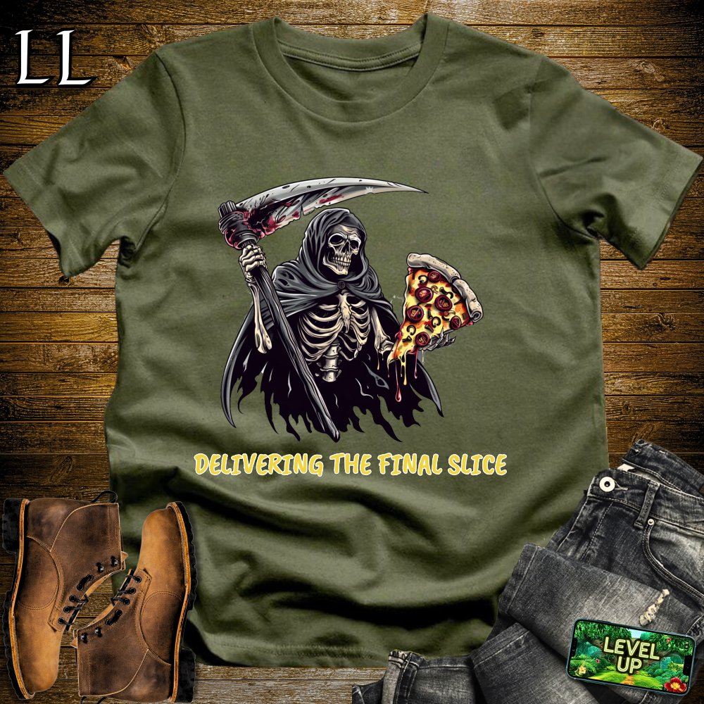 The Last Pizza Slice Grim Reaper Softstyle Tee - Military Green - LegacyLayers