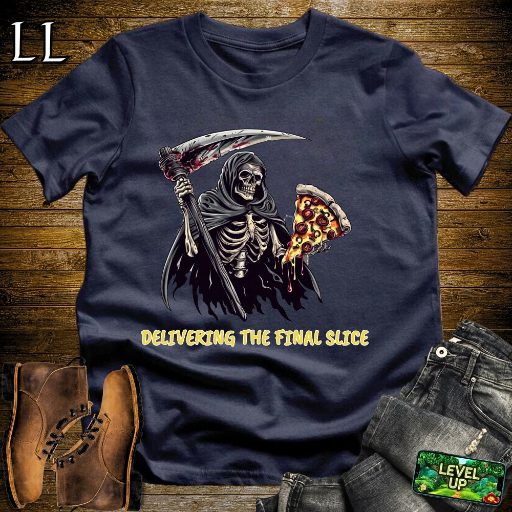 The Last Pizza Slice Grim Reaper Softstyle Tee - Navy - LegacyLayers