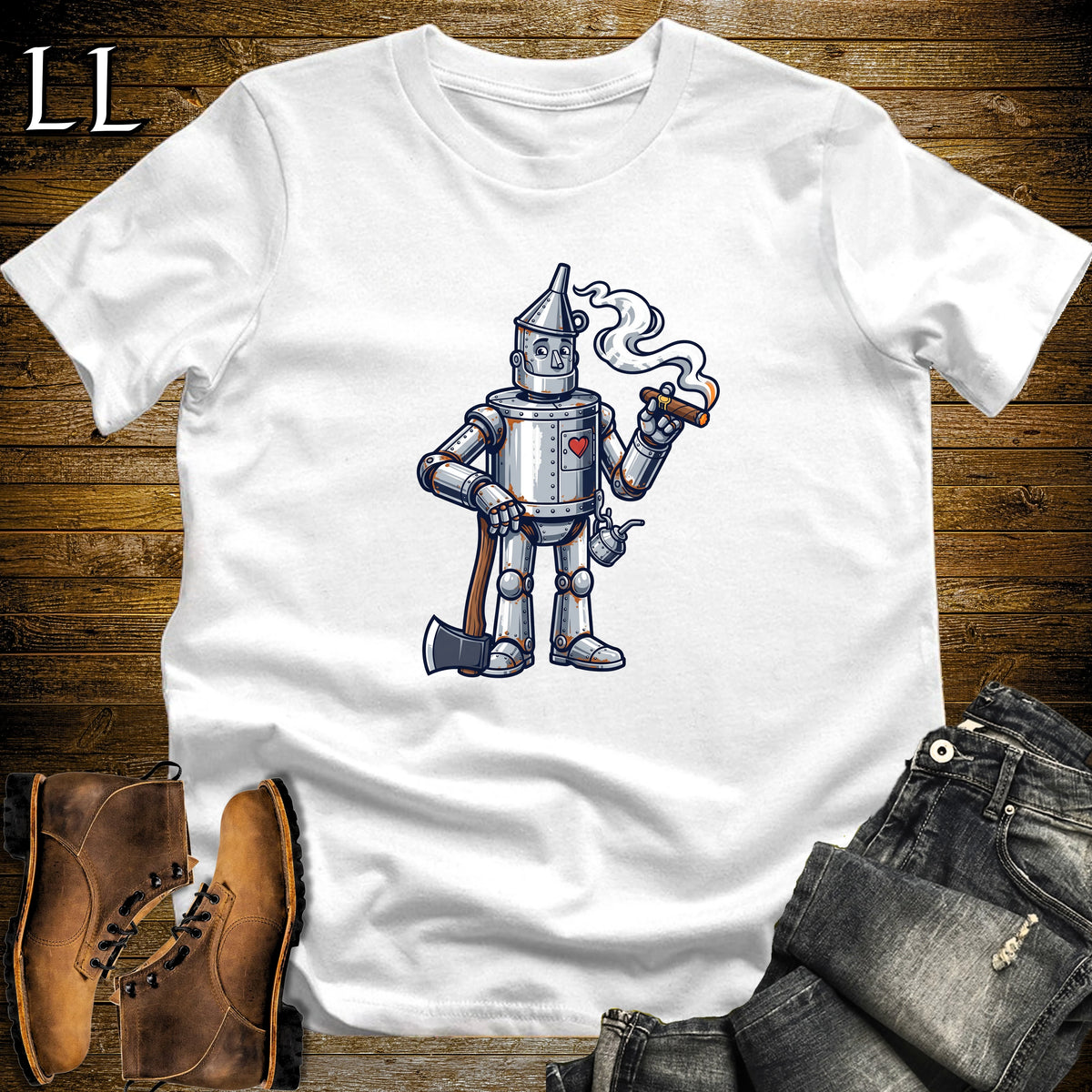 Tin Woodman Heart of Gold Cigar T-Shirt White | Tin Man Cigar Halloween Tee