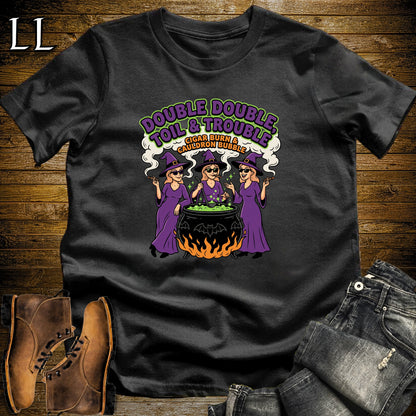 Toil & Trouble Three Witches Cauldron Cigar White Woman T-Shirt Black | Three Witches Cigar Tee