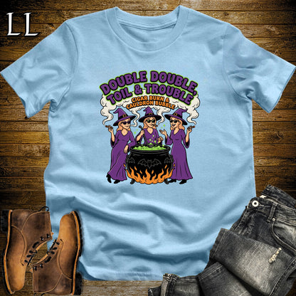 Toil & Trouble Three Witches Cauldron Cigar White Woman T-Shirt Light Blue | Three Witches Cigar Tee