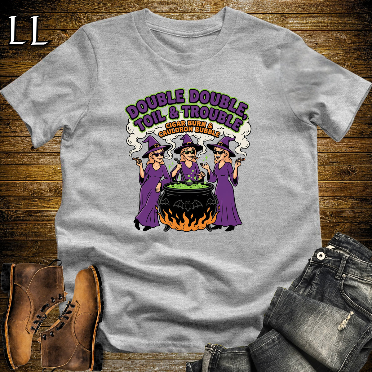 Toil & Trouble Three Witches Cauldron Cigar White Woman T-Shirt Sport Grey | Three Witches Cigar Tee