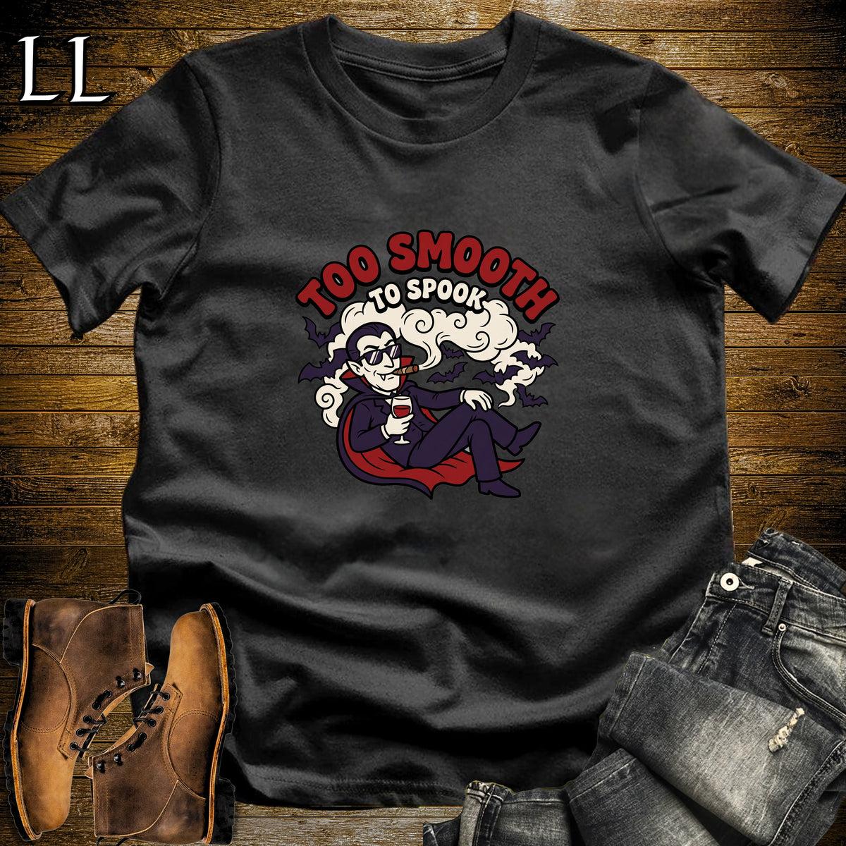 Too Smooth to Spook Vampire Bats Cigar T-Shirt Black | Vampire Bats Cigar Tee