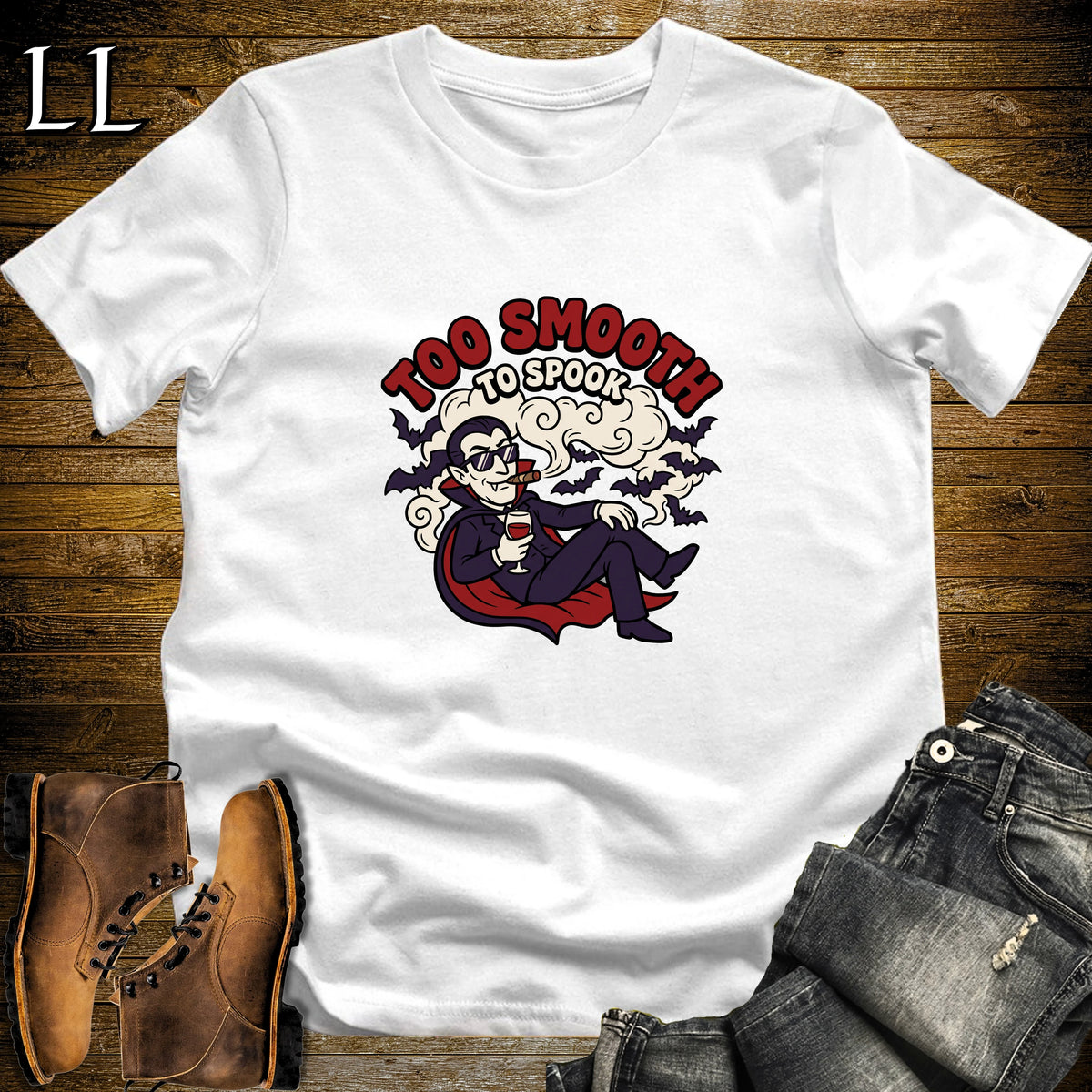 Too Smooth to Spook Vampire Bats Cigar T-Shirt White | Vampire Bats Cigar Tee