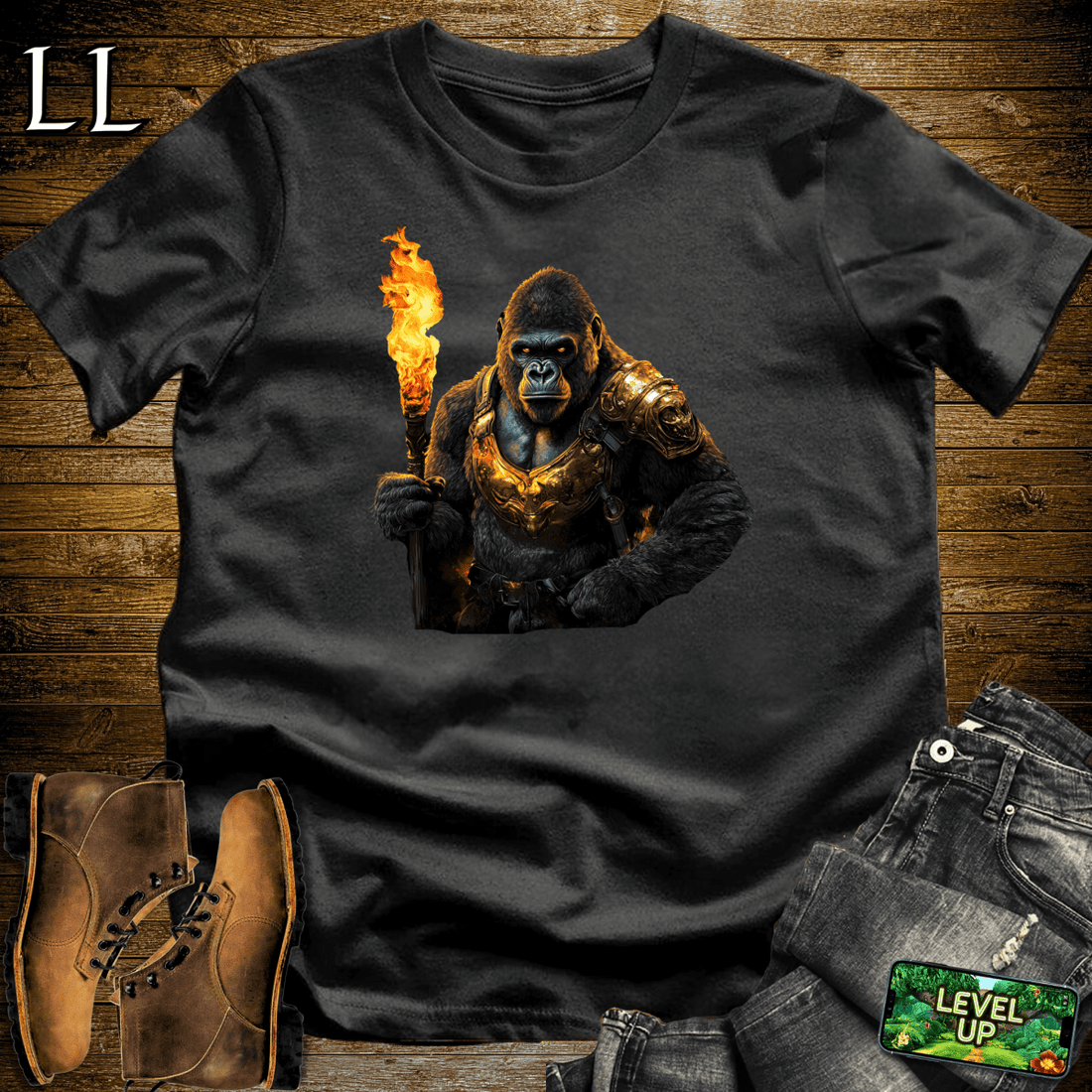 Torch Bearer Gorilla Softstyle Tee Black | Light Beast Tee