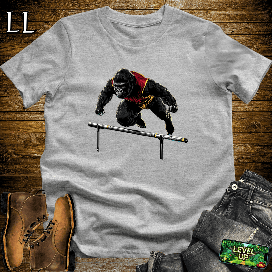 Track Gorilla Softstyle Tee Sport Grey | Funny Runner Gorilla Tee