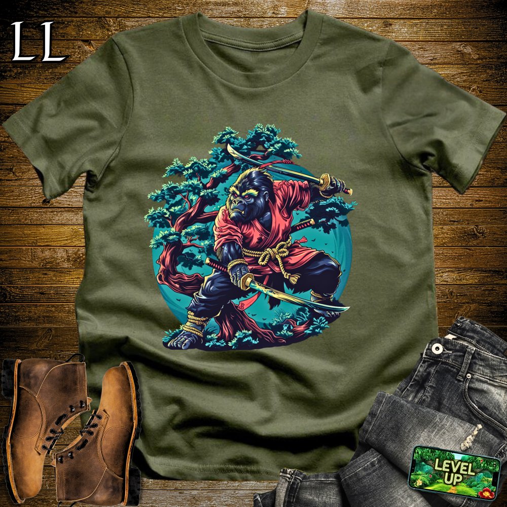 Tree Gorilla Samurai Military Green | Nature Warrior Tee