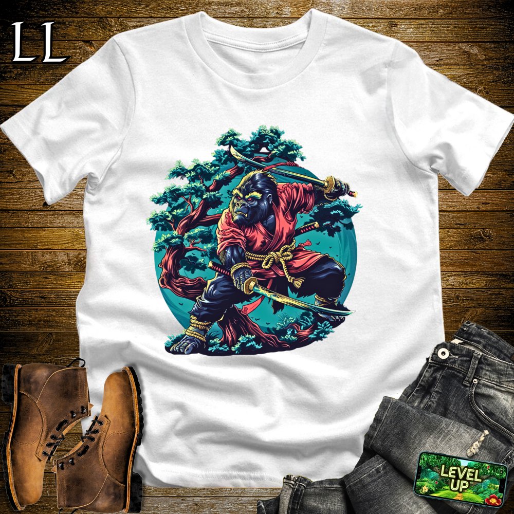 Tree Gorilla Samurai White | Nature Warrior Tee