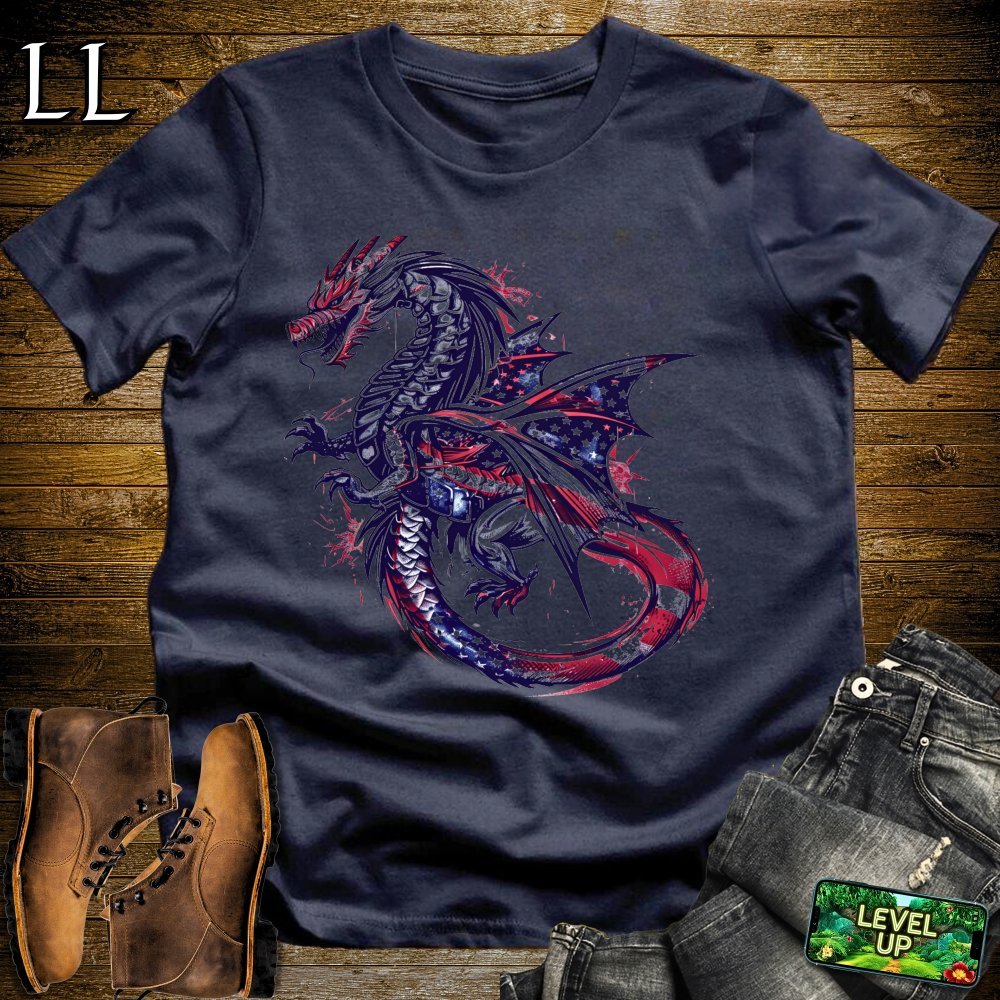 US Flag Dragon Softstyle Tee - Navy - LegacyLayers