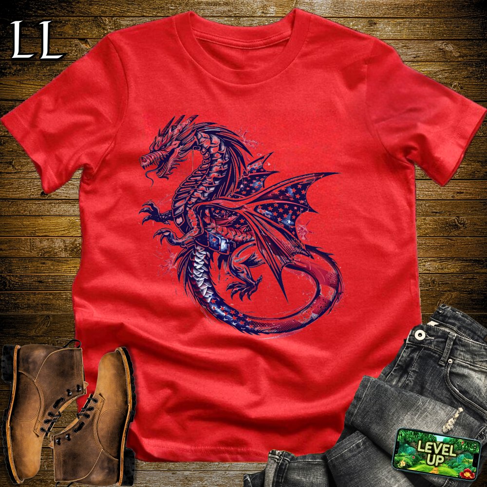 US Flag Dragon Softstyle Tee - Red - LegacyLayers