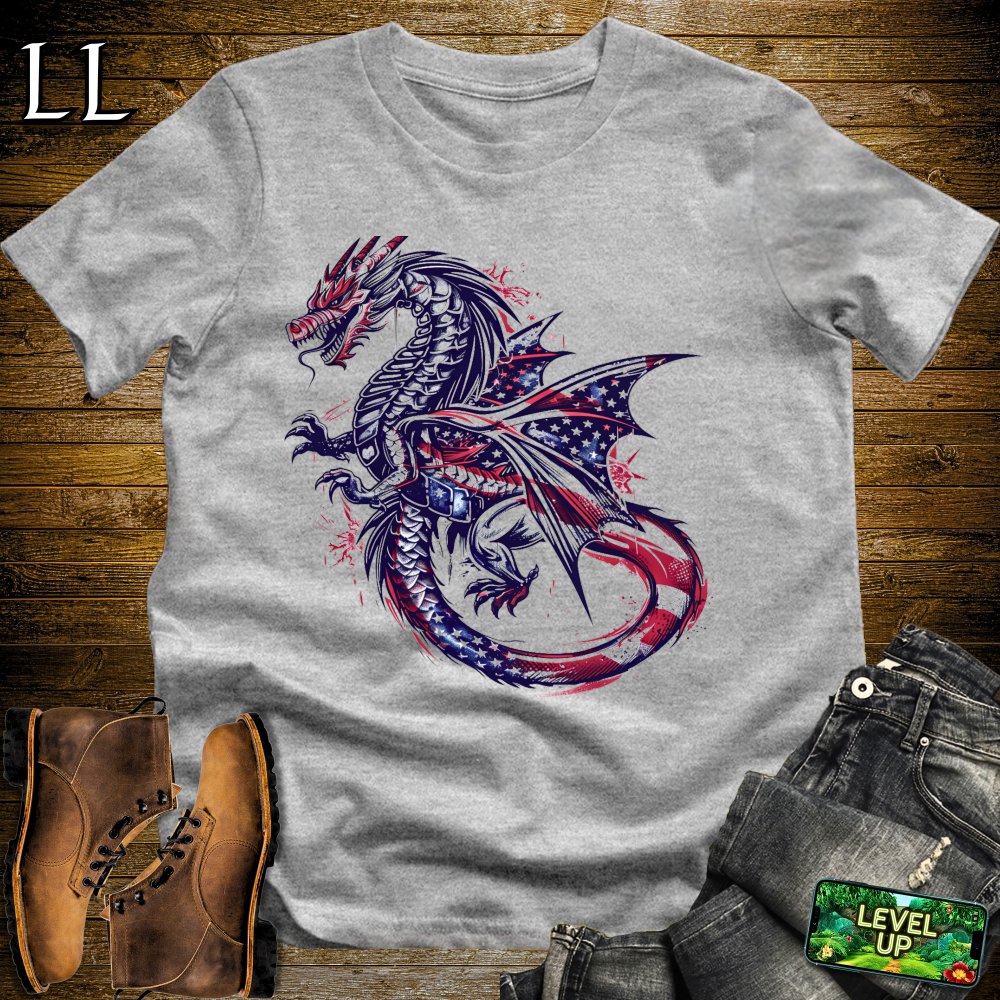 US Flag Dragon Softstyle Tee - Sport Grey - LegacyLayers