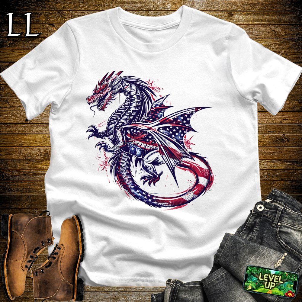 US Flag Dragon Softstyle Tee - White - LegacyLayers