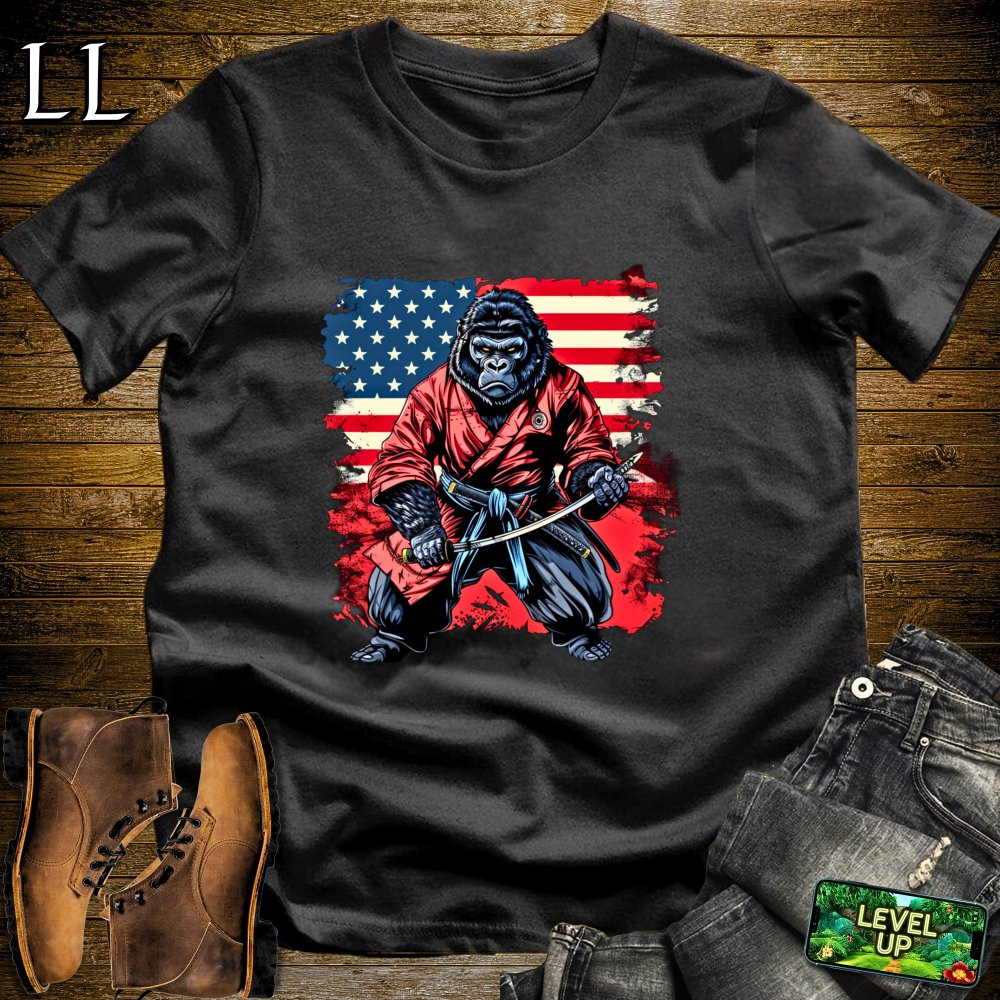 US Patriot Gorilla Samurai Softstyle Tee - Black - LegacyLayers