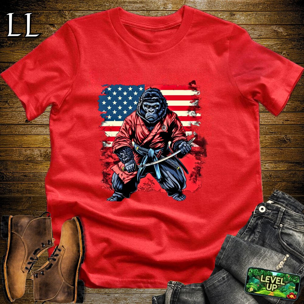 US Patriot Gorilla Samurai Softstyle Tee - Red - LegacyLayers