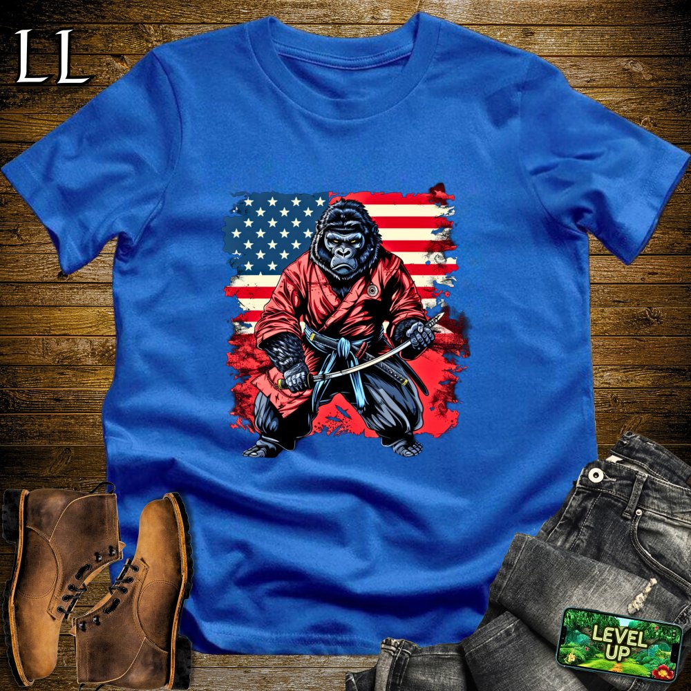 US Patriot Gorilla Samurai Royal Blue | Patriotic Tee