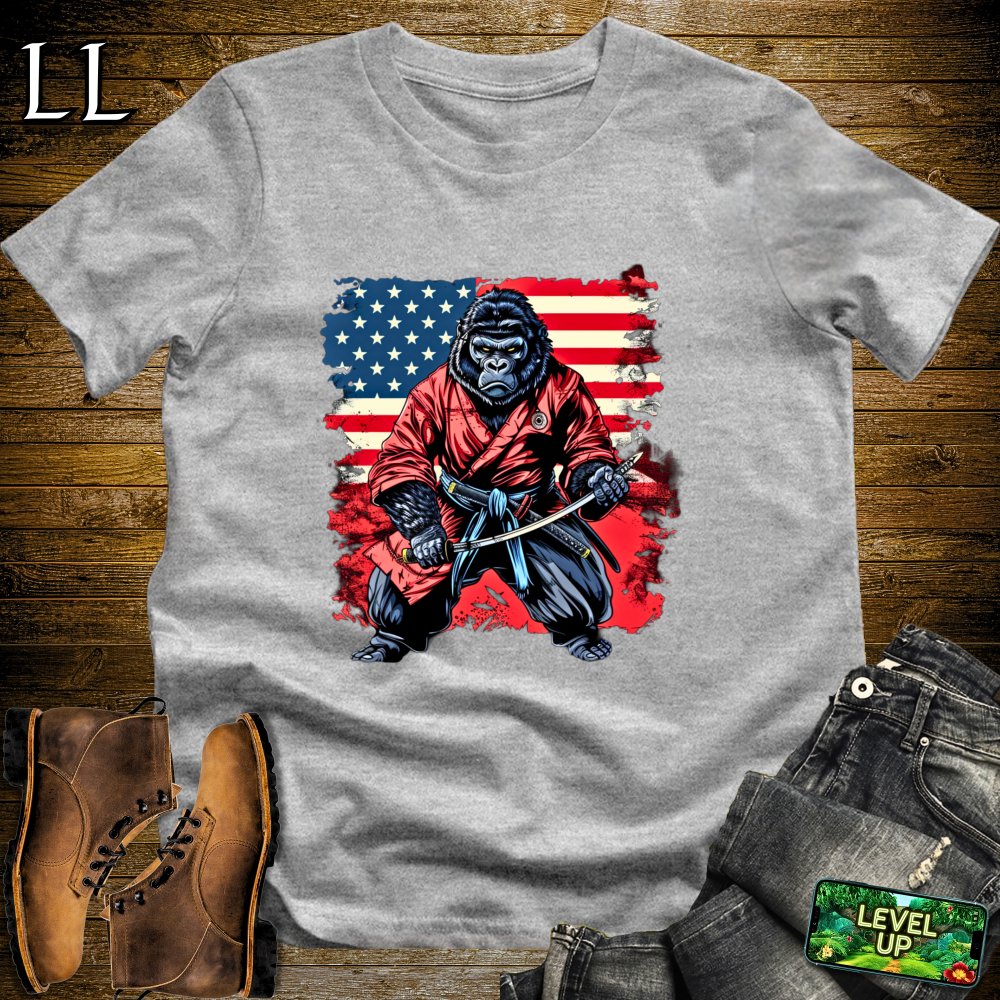 US Patriot Gorilla Samurai Sport Grey | Patriotic Tee