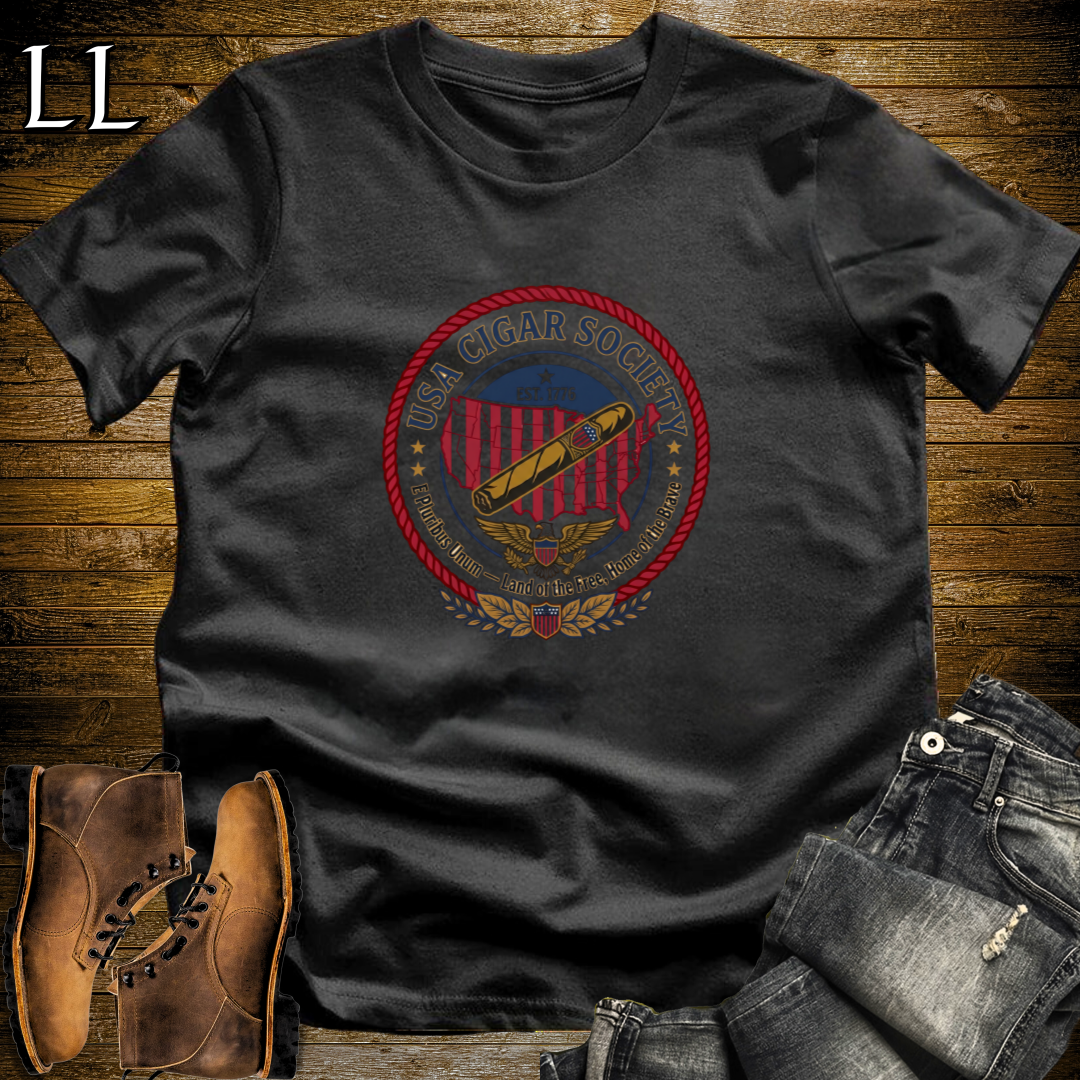 USA Cigar Society T-Shirt Black | Cigar Lover Gift Tee