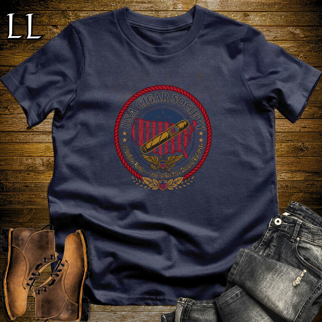 USA Cigar Society T-Shirt Navy | Cigar Lover Gift Tee