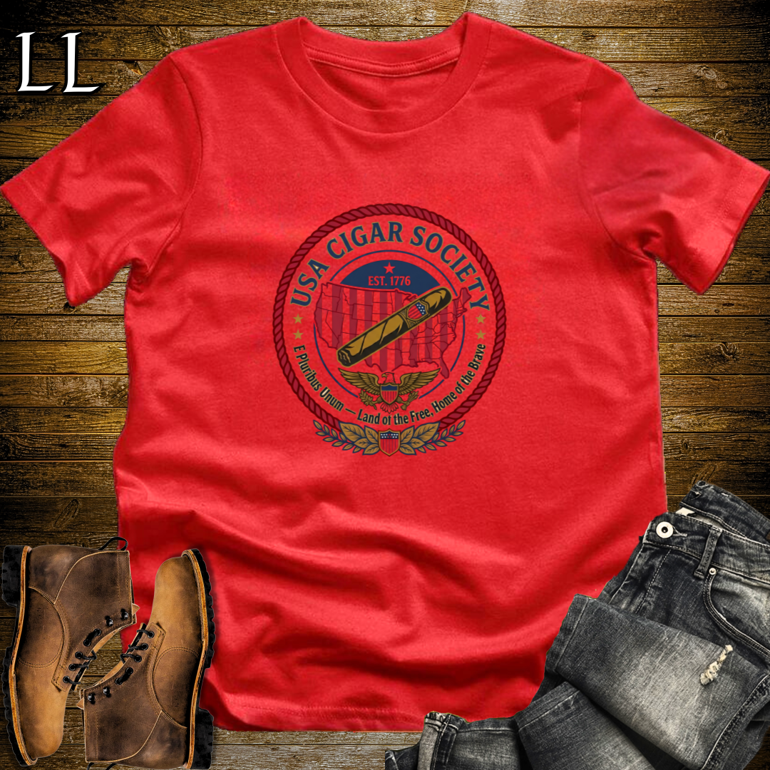 USA Cigar Society T-Shirt Red | Cigar Lover Gift Tee
