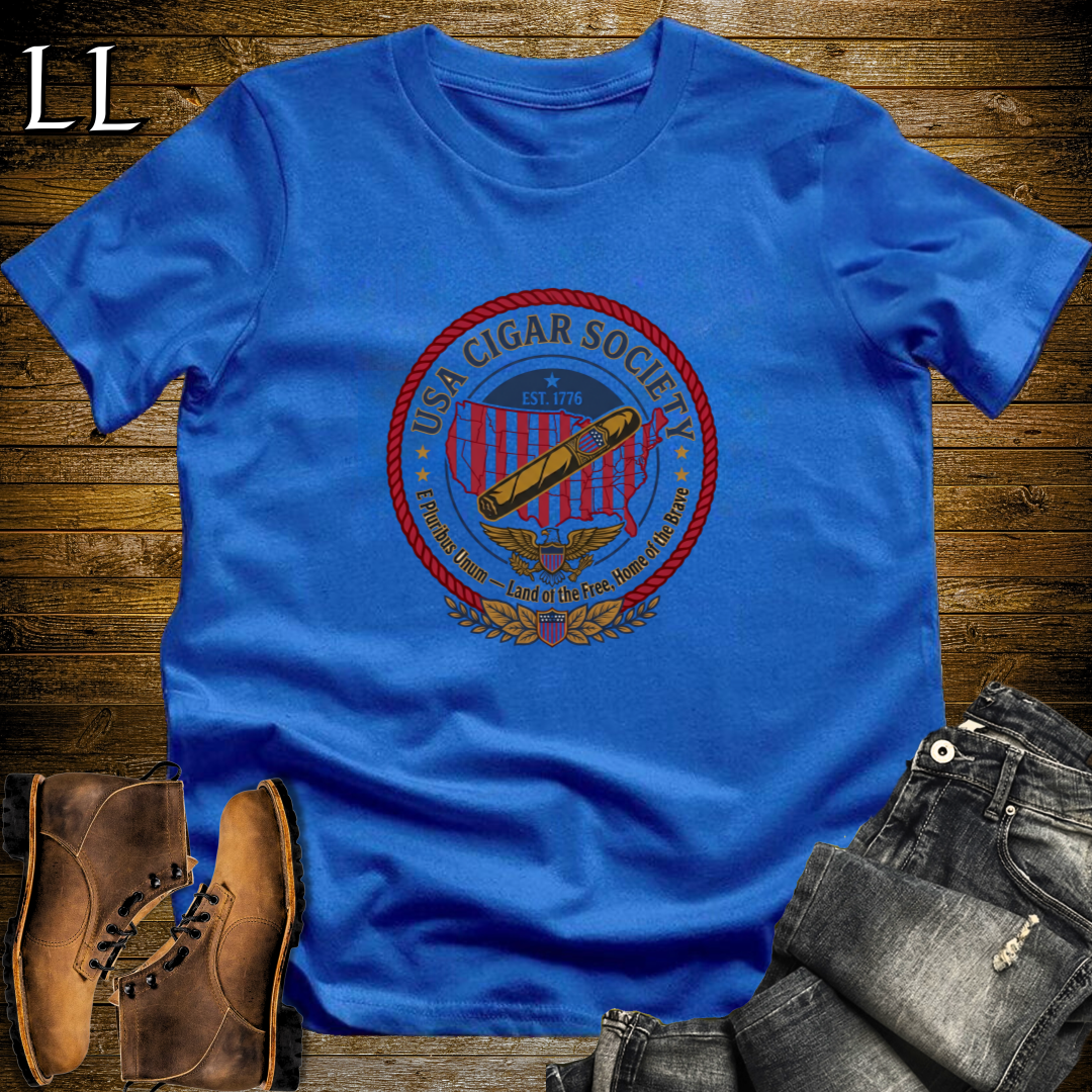 USA Cigar Society T-Shirt Royal Blue | Cigar Lover Gift Tee