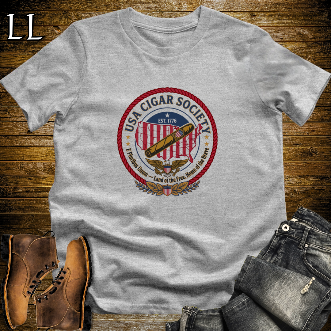 USA Cigar Society T-Shirt Sport Grey | Cigar Lover Gift Tee