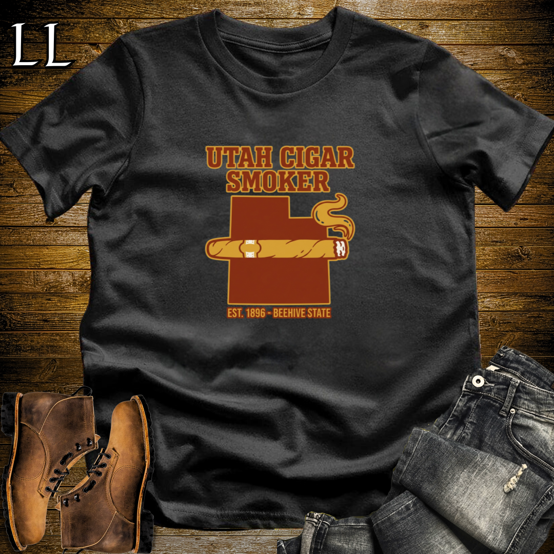 Utah Cigar Smoker T-Shirt Black | Utah Cigar Lover Gift Tee