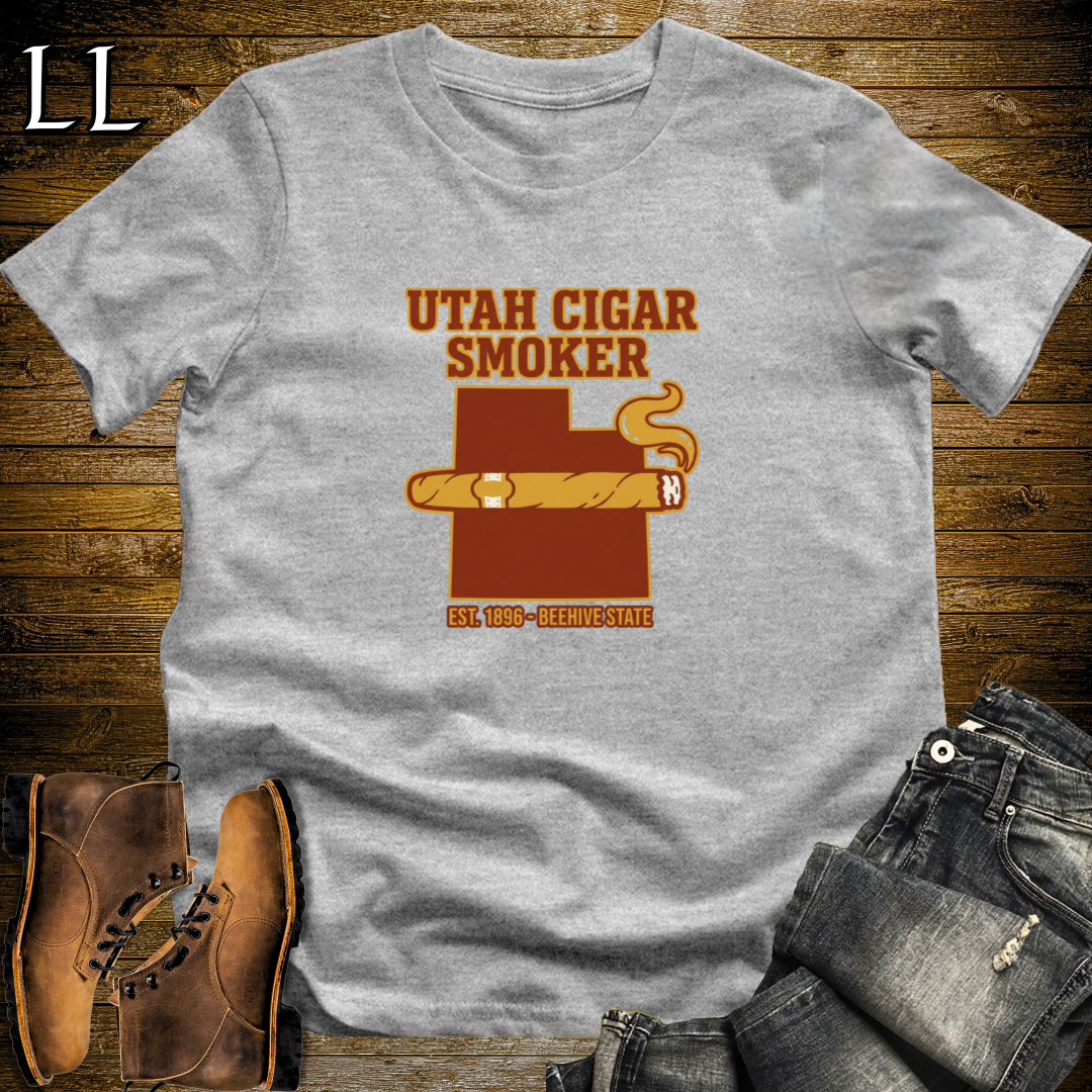 Utah Cigar Smoker T-Shirt Sport Grey | Utah Cigar Lover Gift Tee