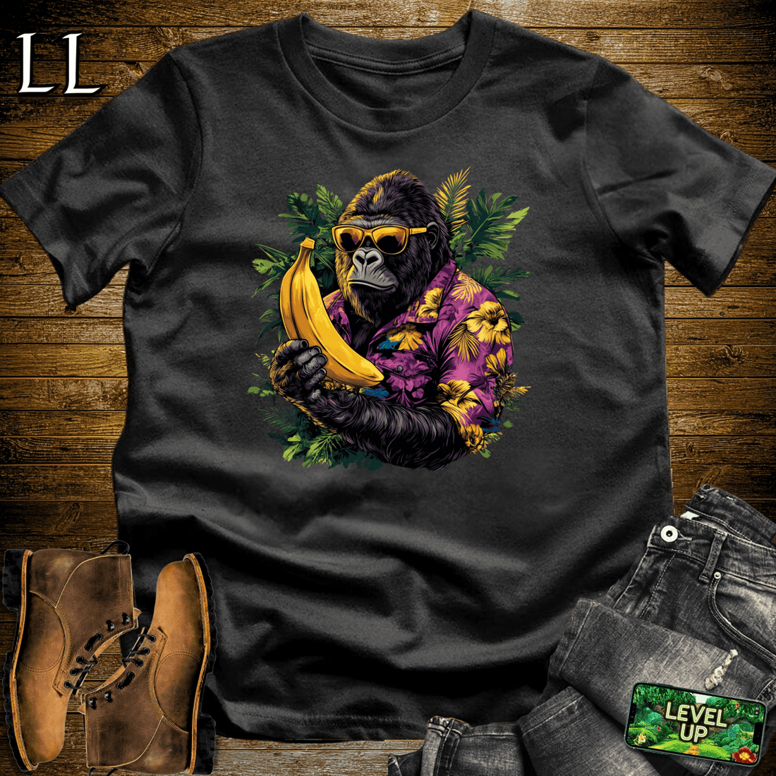 Vacation Gorilla Softstyle Tee Black | Funny Travel Gorilla Tee