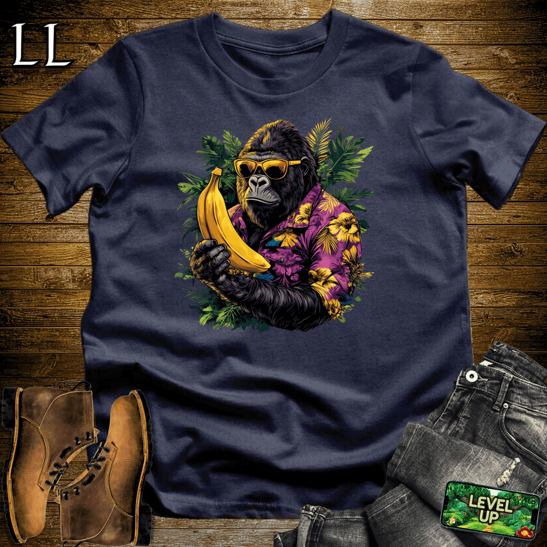 Vacation Gorilla Softstyle Tee Navy | Funny Travel Gorilla Tee