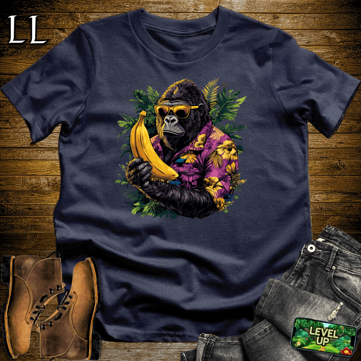 Vacation Gorilla Softstyle Tee Navy | Funny Travel Gorilla Tee