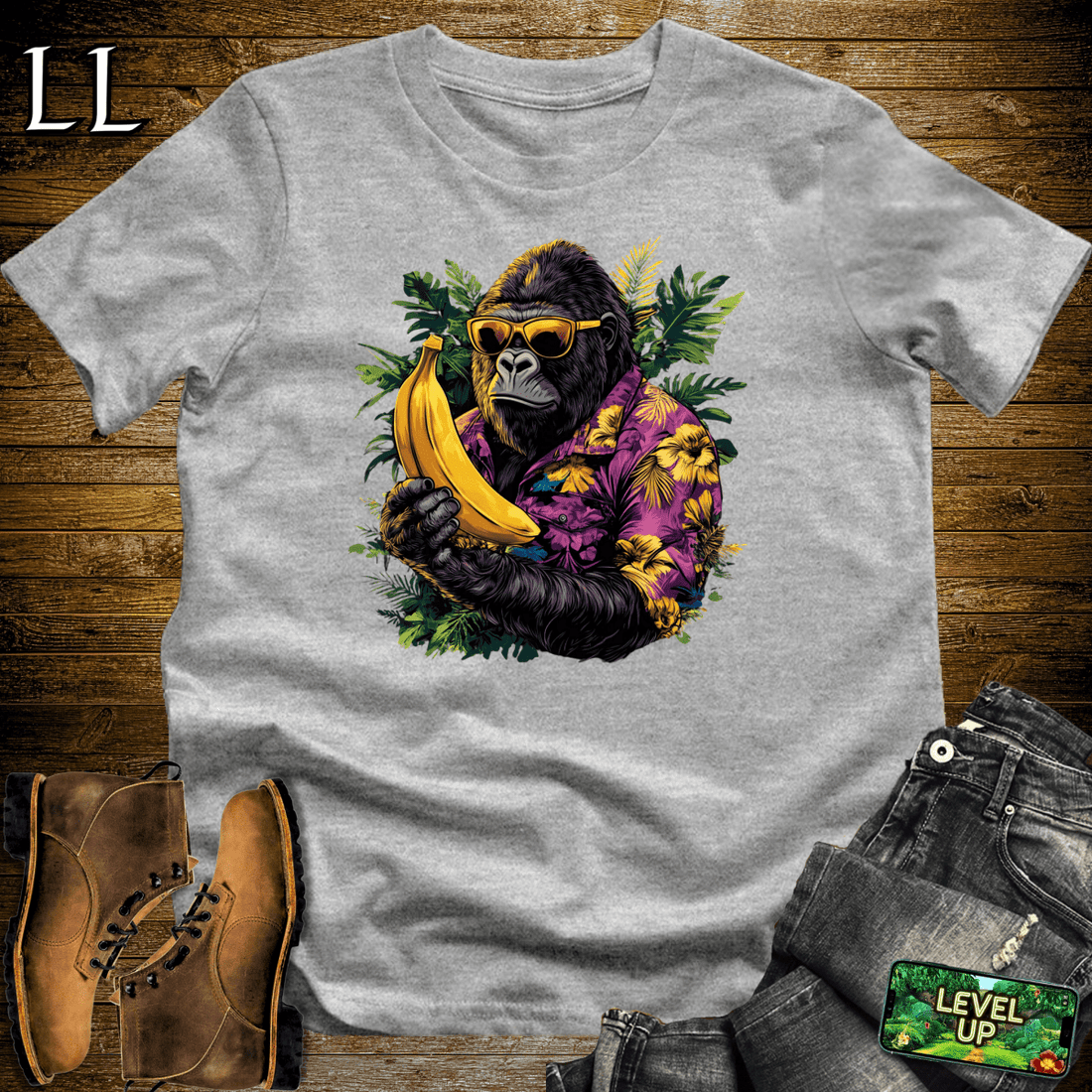 Vacation Gorilla Softstyle Tee Sport Grey | Funny Travel Gorilla Tee