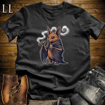 Vampire Fruit Bat Cigar T-Shirt Black | Vampire Bat Cigar Halloween Tee