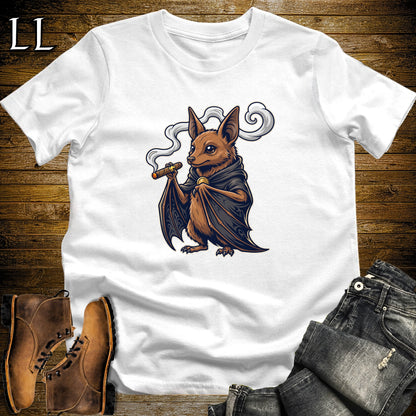 Vampire Fruit Bat Cigar T-Shirt White | Vampire Bat Cigar Halloween Tee