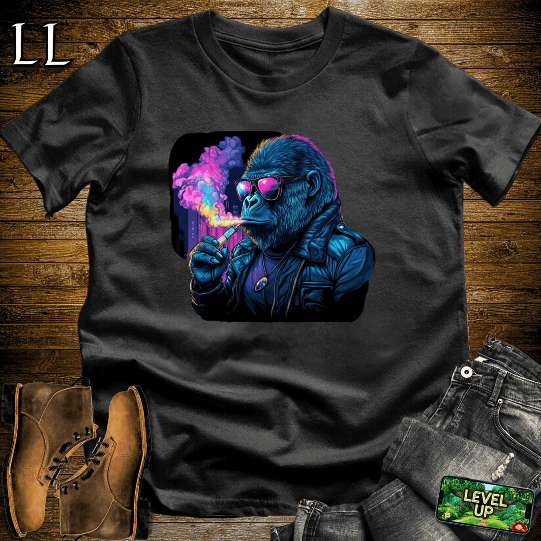 Vape Gorilla Softstyle Tee Black | Funny Vape Gorilla Shirt