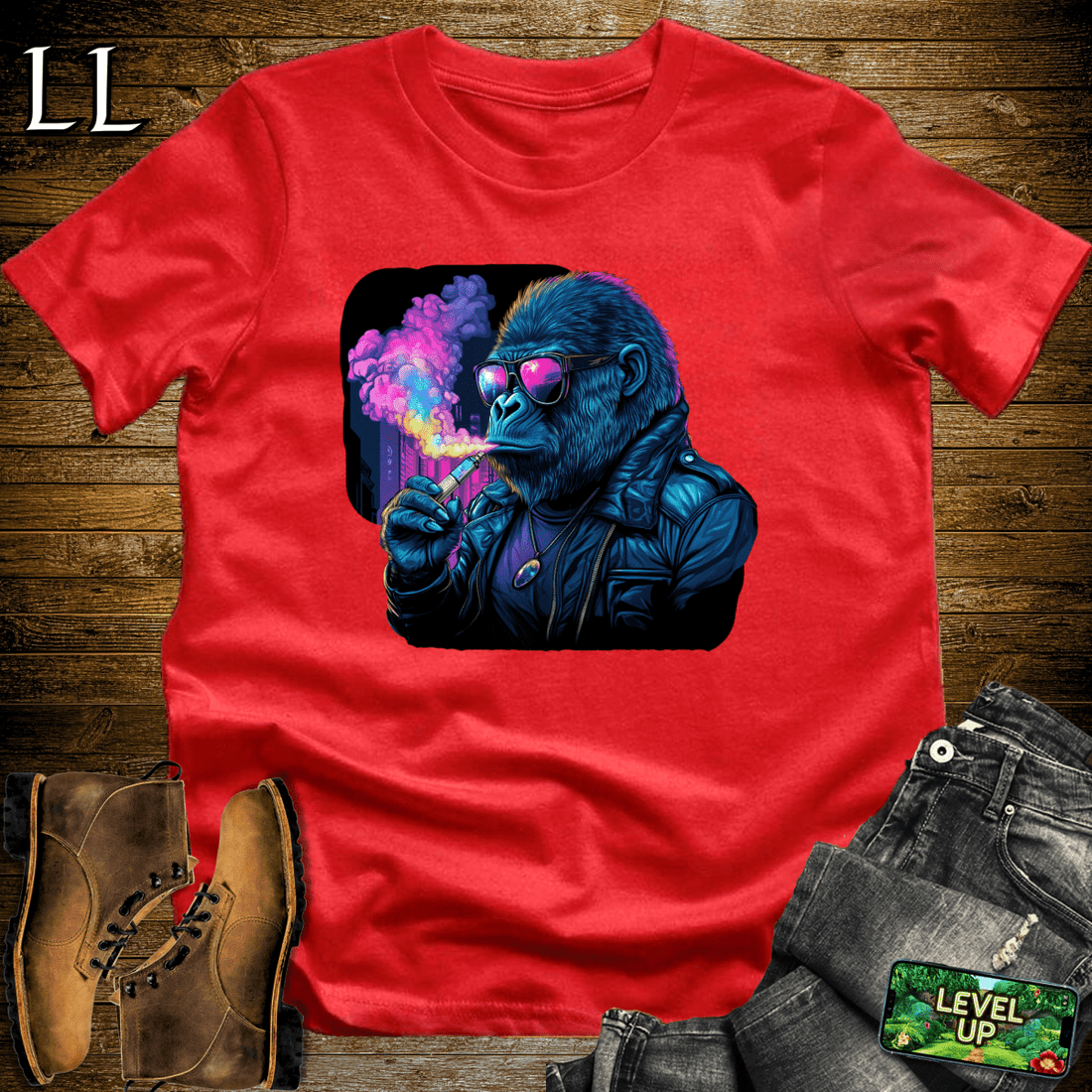 Vape Gorilla Softstyle Tee Red | Funny Vape Gorilla Shirt