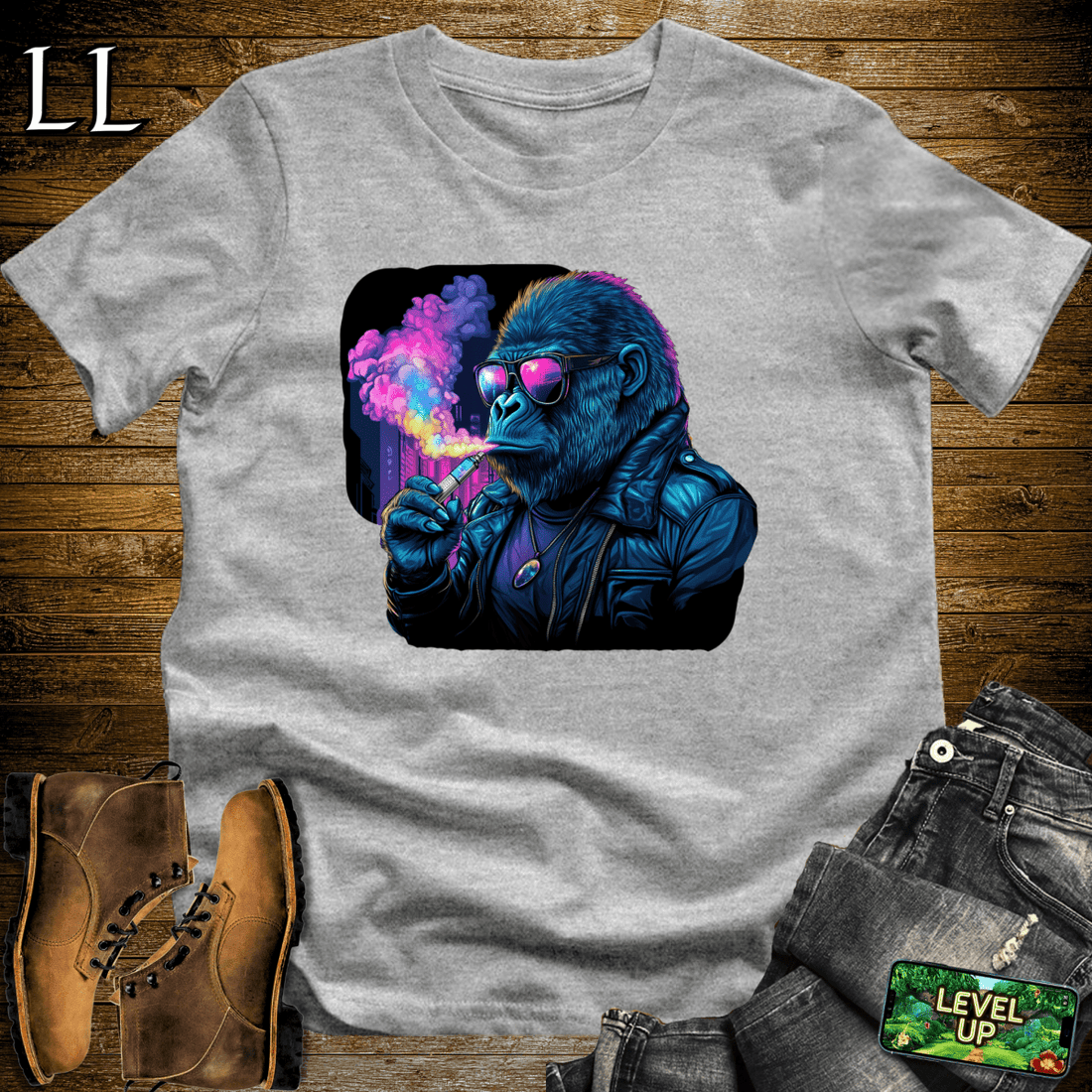 Vape Gorilla Softstyle Tee Sport Grey | Funny Vape Gorilla Shirt