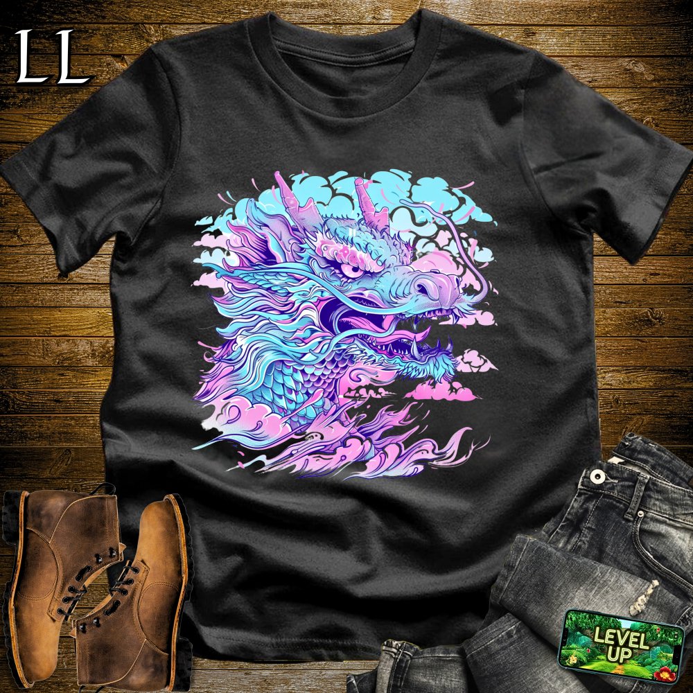 VaporWave Dragon Softstyle Tee - Black - LegacyLayers