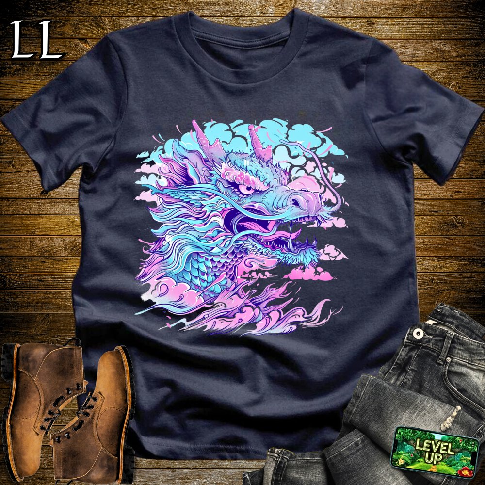 VaporWave Dragon Softstyle Tee - Navy - LegacyLayers