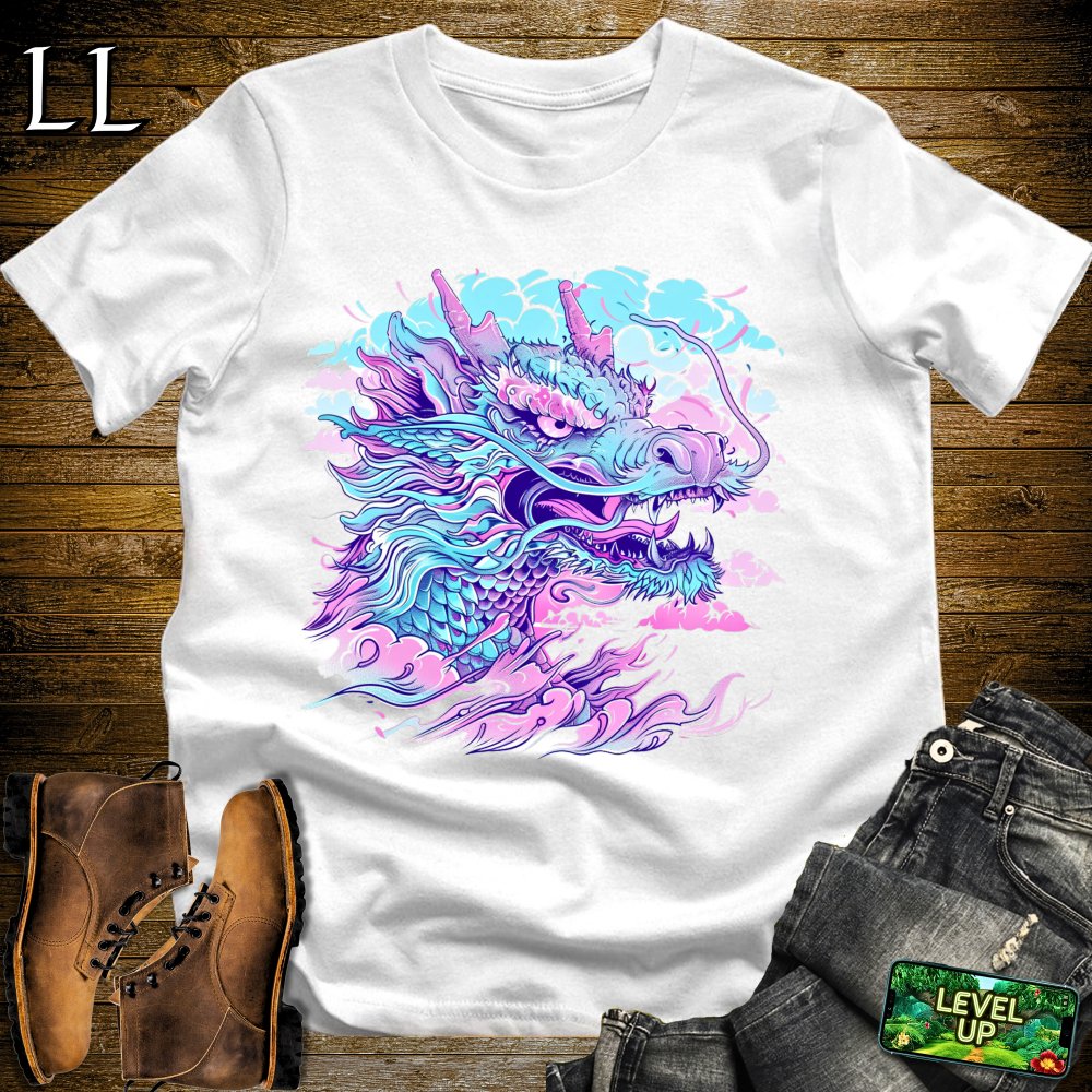 VaporWave Dragon Softstyle Tee - White - LegacyLayers