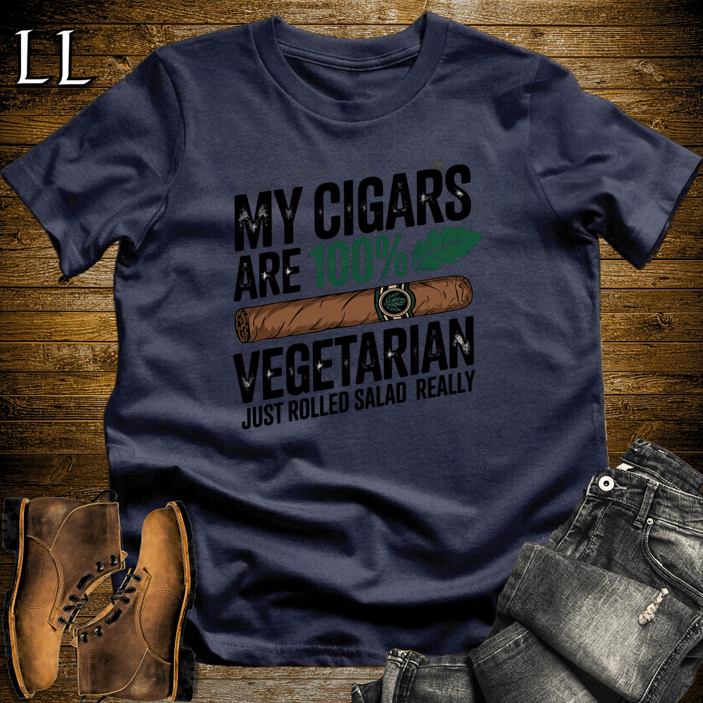 Vegetarian Cigar Softstyle T-Shirt Navy | Funny Cigar Gift