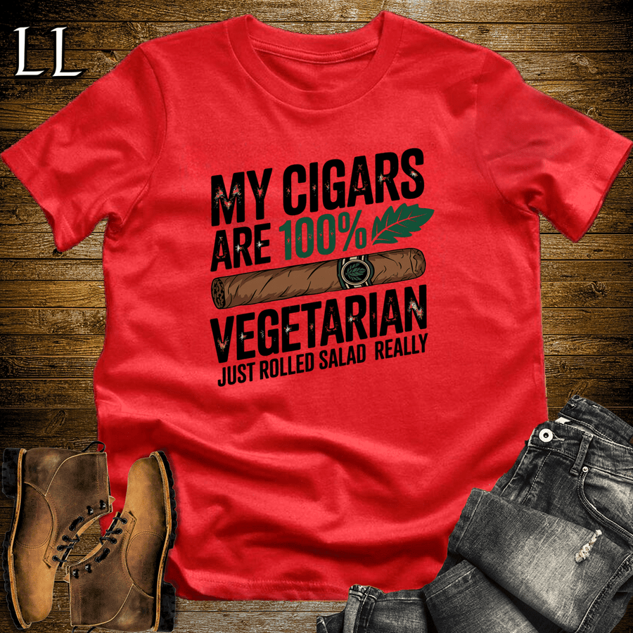 Vegetarian Cigar Softstyle T-Shirt Red | Funny Cigar Gift