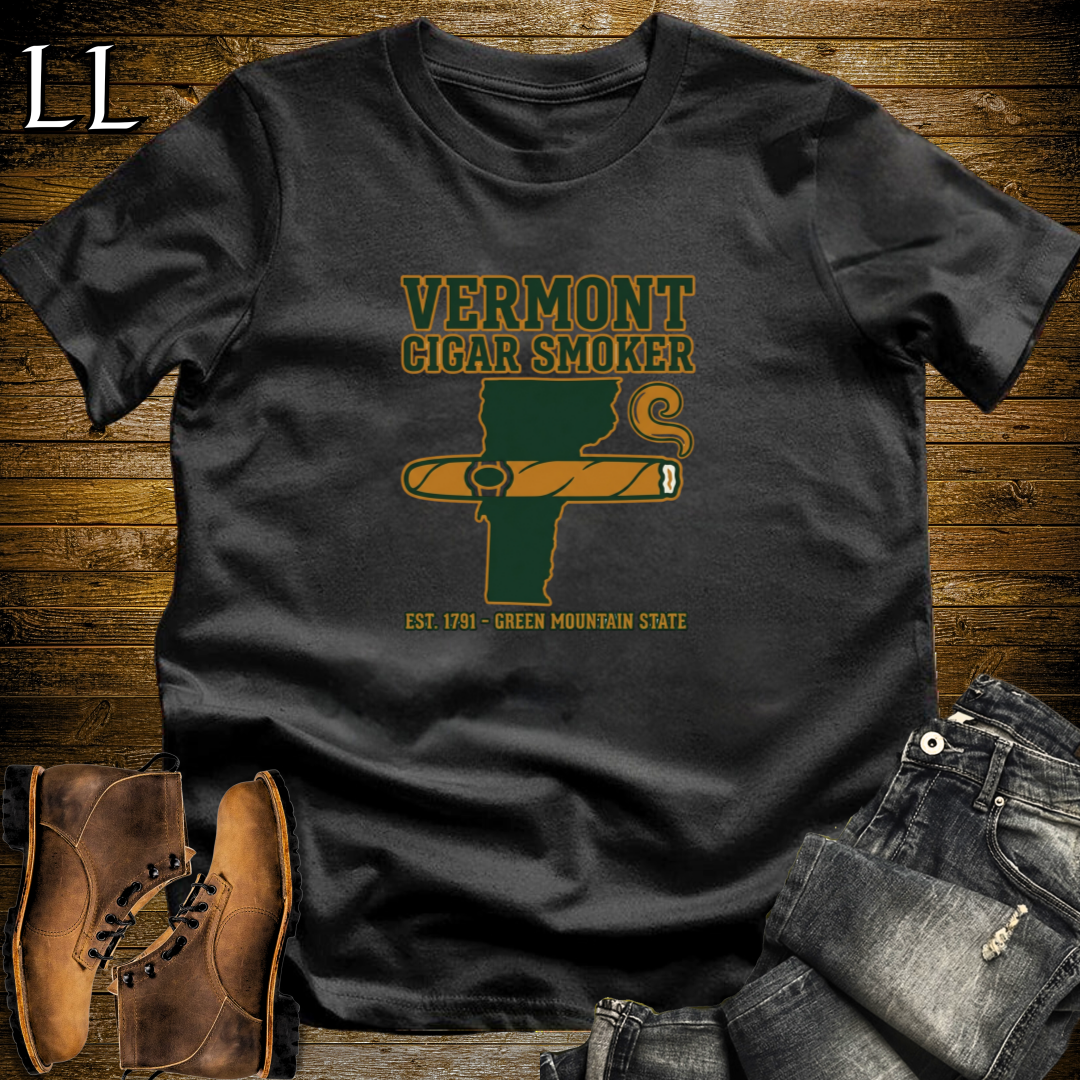 Vermont Cigar Smoker T-Shirt Black | Vermont Cigar Smoker Gift Tee