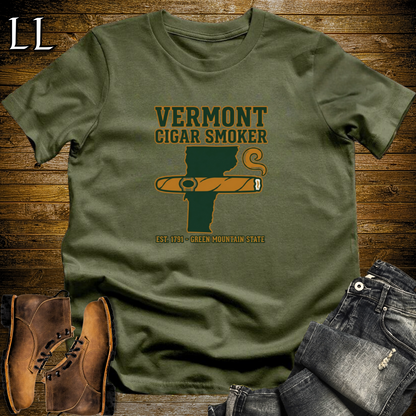 Vermont Cigar Smoker T-Shirt Military Green | Vermont Cigar Smoker Gift Tee