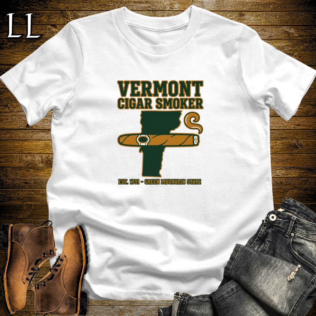 Vermont Cigar Smoker T-Shirt White | Vermont Cigar Smoker Gift Tee