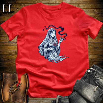 Victorian Ghost Lady Cigar T-Shirt Red | Ghost Lady Cigar Halloween Tee