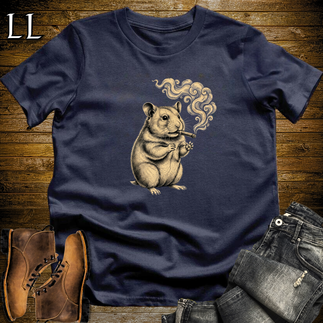 Vintage Cigar Hamster T-Shirt Navy | Funny Cigar Gift Tee